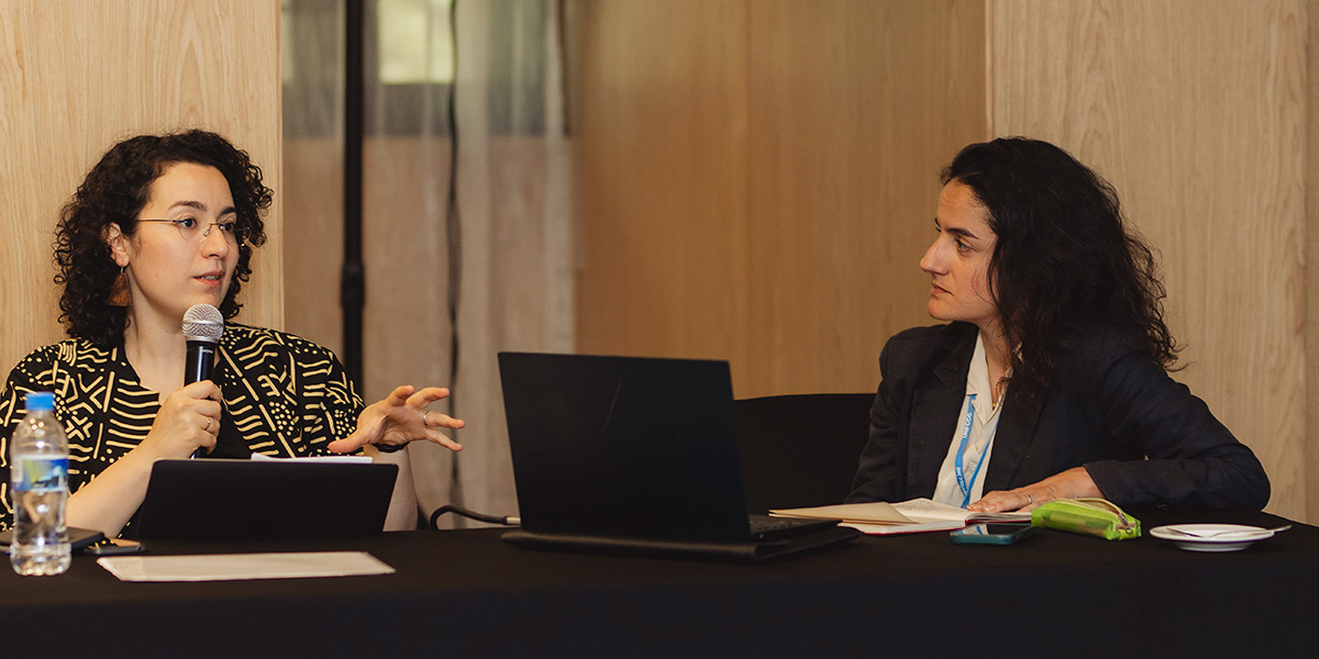Soha Benchekroun, Senior Advisor for Climate Finance, African and South-South Cooperation, Office of Kenya’s Special Envoy for Climate Change (left), and Teresa Rossi, Adaptation Adviser, Brazil COP Presidency (right).