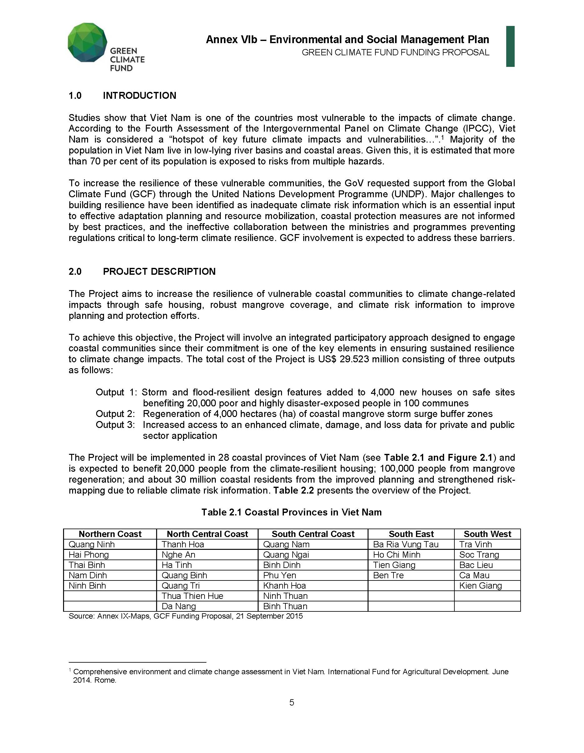 Environmental And Social Management Plan | UNDP Climate Change Adaptation